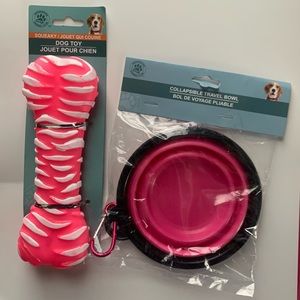 2pc Collapsable Travel Dog Bowl and Dog Toy